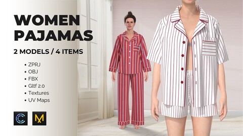 2 Women Pajamas Set - 3D model