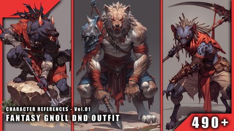 490+ Fantasy Gnoll DnD Outfit - Character References Vol.01