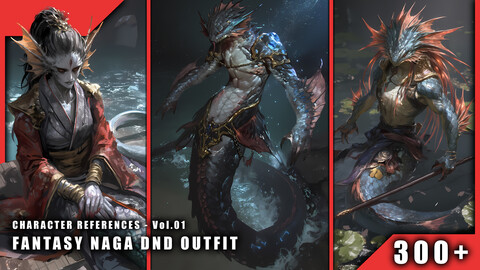 300+ Fantasy Naga DnD Outfit - Character References Vol.01