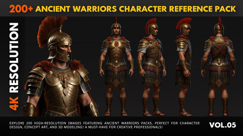 200+ Ancient Warriors Reference Pack | Vol 05 | 4 Angles | Perfect for Artists & Designers