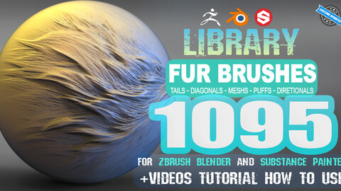 [30%OFF] 1095 Fur Brushes for Zbrush Blender Substance Painter + Tutorial