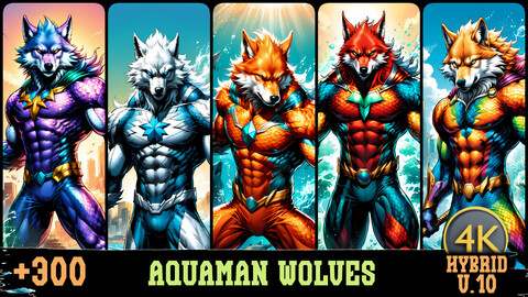 +310 Aquaman Wolves Hybrid: Epic Characters | 4K | Anime/Comic Hybrid Vol.10