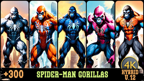 +310 Spider-Man Gorillas Hybrid: Epic Characters | 4K | Anime/Comic Hybrid Vol.12