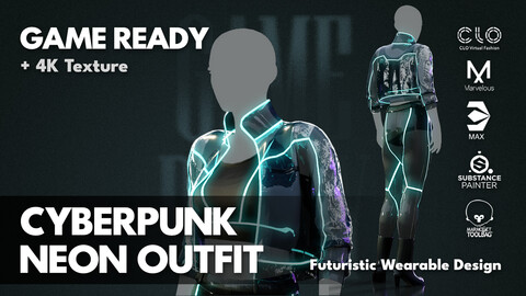 Cyberpunk Neon Outfit – Futuristic Design, Low-Poly + 4K Textures