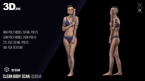 Clean Body 3D Scan | Quisha Underwear Baseball Bat