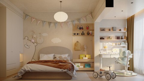 Modern cream style bedroom children's room