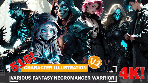 515 Various Fantasy Necromancer Warrior Diverse Outfit Character Design Reference Art V1 4K