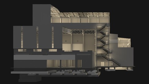 Industrial building in cutaway section 25i17