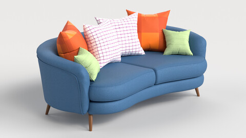 Sofa 2 Multicolor Two-Seater Sofa with 6 pillows