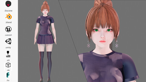 Casual Clothing 0016 - UE5 - Unity - Blender - Animated - Realistic Female Character - GA