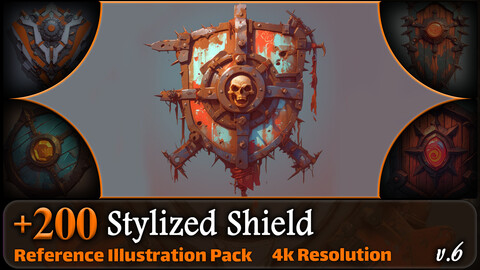 200 Stylized Shield Reference Pack | 4K | v.6