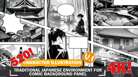 520 Traditional Japanese Environments: Diverse Comic Background Reference & Intricate Design Art V1 4K