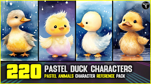 220 Pastel Duck Characters - 4K Reference Image Pack