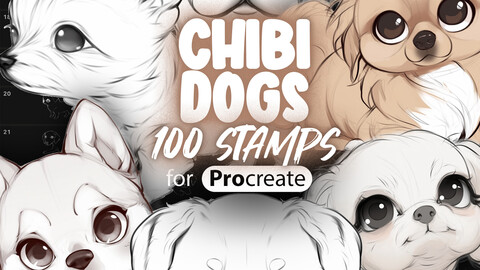 100 Procreate Chibi Dogs Stamps | Procreate Cute Dogs Stamps | Procreate Kawaii Dogs Stamps