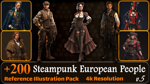 200 Steampunk European People Reference Pack | 4K | v.5