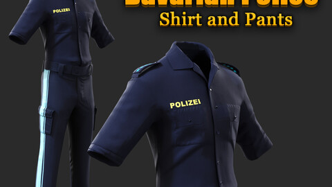 Bavarian German Police Uniform Shirt and Pants cop outfit Low-poly 3D model