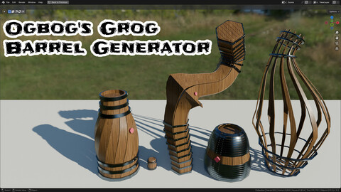 Ogbog’s Grog Barrel Generator for Geometry Nodes in Blender 4.3