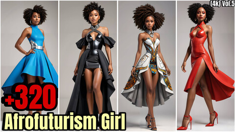 +320 Afrofuturism Girl Character Concept(4k)