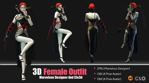 3D Women Spider Outfit (CLO3D, MD PROJECTS+OBJ+FBX)