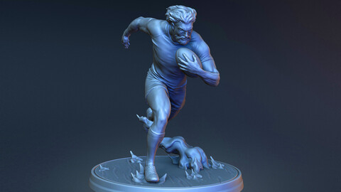 Rugby player posed for 3D printing