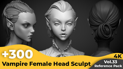 +300 Vampire Female Head Sculpt Reference Images(4k)