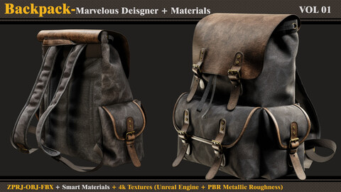 Backpack-MD/Clo3d + Smart Material + 4K Textures + OBJ + FBX (vol 01)