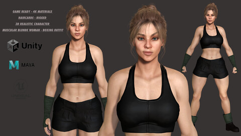 AAA 3D REALISTIC FEMALE CHARACTER - MUSCULAR BLONDE WOMAN