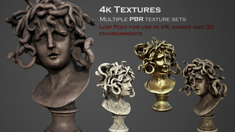 Bust of Medusa Low-poly 3D model