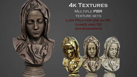 The Virgin Mary bust Low-poly 3D model