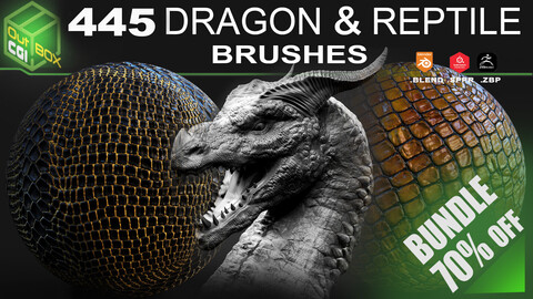 70% OFF BUNDLE NOW!! - 445 BRUSHES - The Ultimate Detailing Pack for ZBrush, Blender & Substance Painter