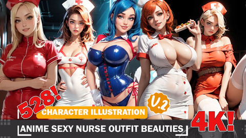 528 Anime Sexy Nurse Outfit Beauties Diverse Outfit Character Design Reference Art V2 4K