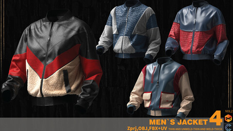 4 Men's Jacket (MARVELOUS AND CLO3D)( ZPRJ,FBX,OBJ)