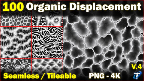 100 Ultra High-Quality Organic Displacements / Organic Alpha (Seamless and Tileable) Vol 4