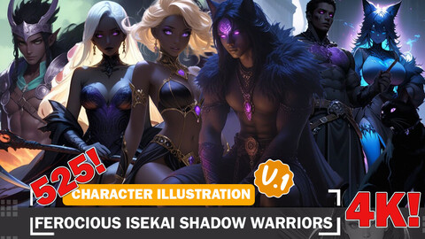 525 Ferocious Isekai Shadow Warriors Diverse Outfit Character Design Reference Art V1 4K