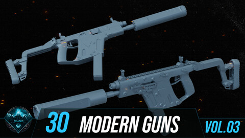 30 Modern Guns – The Professional Asset Library for Game Developers and 3D Artists (VOL03)