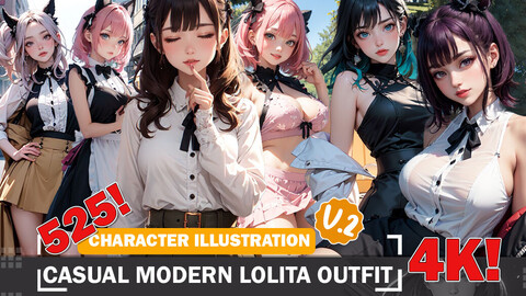 525 Casual Modern Lolita Outfit Diverse Outfit Character Design Reference Art V2 4K