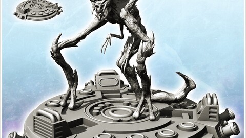 Alien creature with triple legs and fangs (14) | STL for 3D Printing Printer | Hard Surface