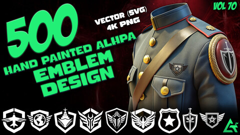 500 Hand Painted Alpha Emblem Design (MEGA Pack) - Vol 70