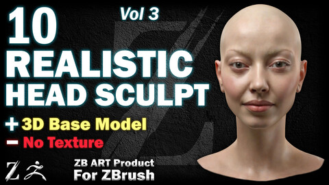 10 ZB ART Realistic Head Sculpt (3D Base Model) - Vol 3