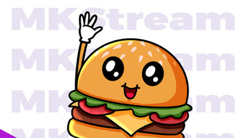 Twitch animated emotes cute burger waving gif