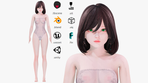 Lingerie clothes 0004 - Rigged -Unreal - Unity - Blender - Animated - Realistic Female Character