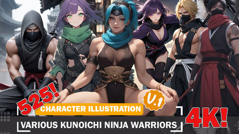 525 Various Kunoichi Ninja Warriors Diverse Outfit Character Design Reference Art V1 4K