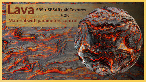 Lava Material with editable parameters (SBS+SBSAR+Textures)