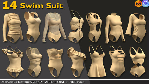 🔥14 Swim Suit🔥 - 85% off | Marvelous Designer/Clo3d (ZPRJ) + OBJ + FBX