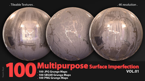 100 Tileable Multipurpose Surface Imperfection Textures-VOL 01 (4k In PNG, JPG, SBSAR)