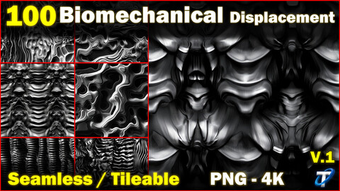 100 Ultra High-Quality Biomechanical Displacements / Biomechanical Alpha (Seamless and Tileable) Vol 1