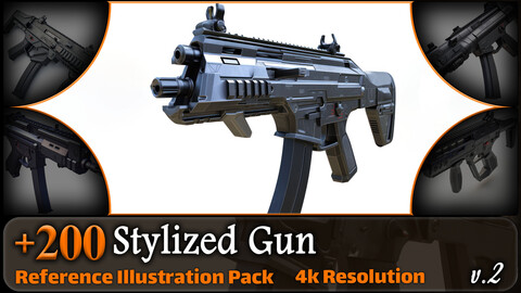 200 Stylized Gun Reference Pack | 4K | v.2