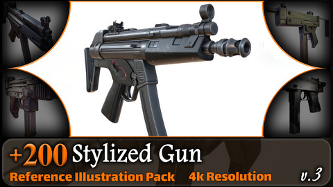 200 Stylized Gun Reference Pack | 4K | v.3