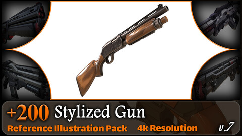 200 Stylized Gun Reference Pack | 4K | v.7