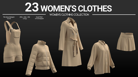 23 Women’s Clothes . Marvelous / CLO Project Files + OBJ + FBX